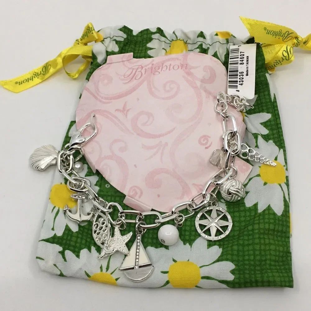NWT Brighton SHIP TO SHORE Silver Tone Charm Bracelet with dust bag